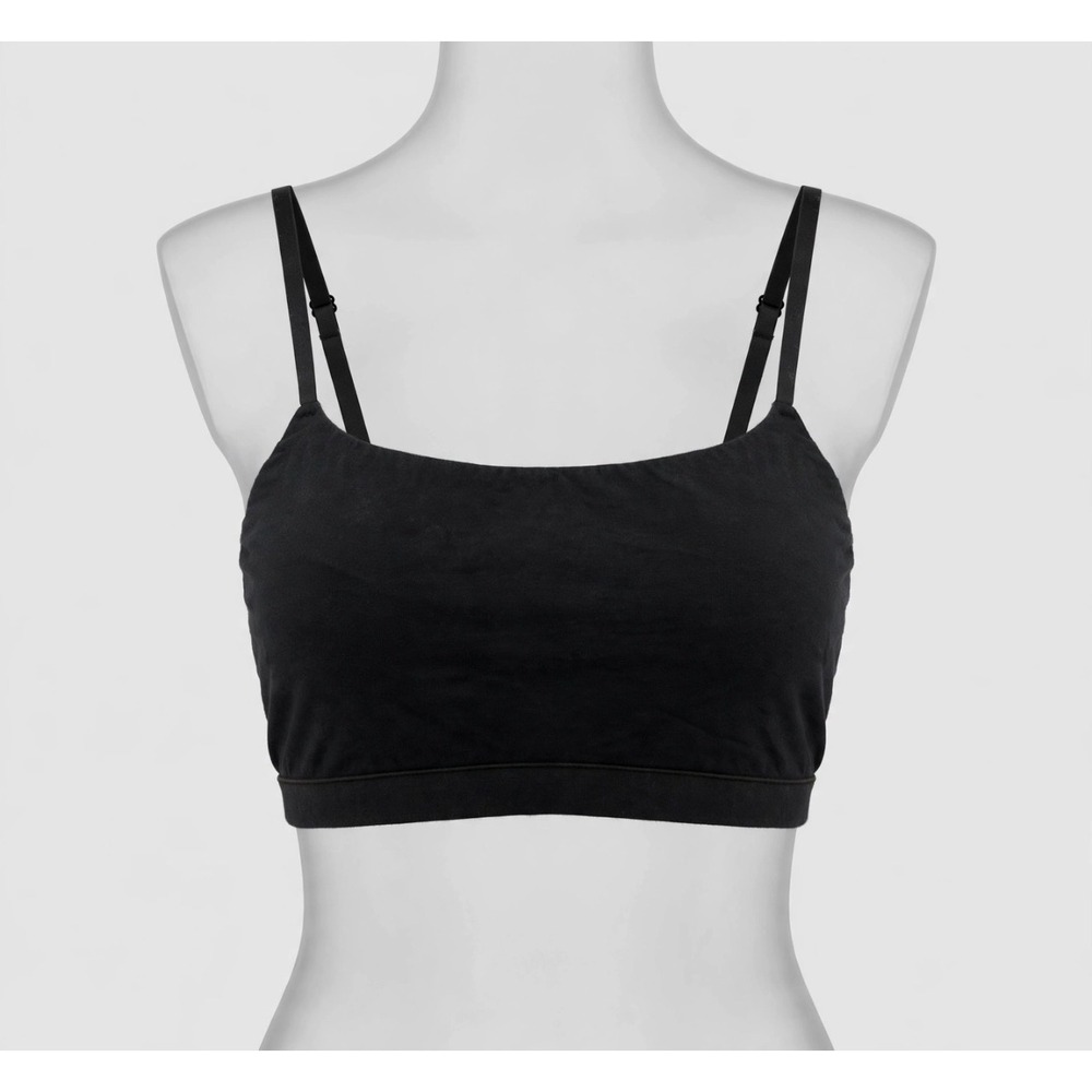 SKIMS Cotton Jersey Bralette Black Scoop Neck Adjustable Straps 3X